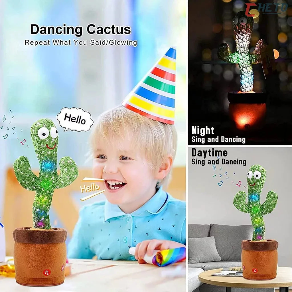 Cacto Dançante e Falante Interativo Recarregavel Reproduz Voz, Música, Dança, Luzes, Pelúcia Boneco Brinquedo+cabo - Domfyshop