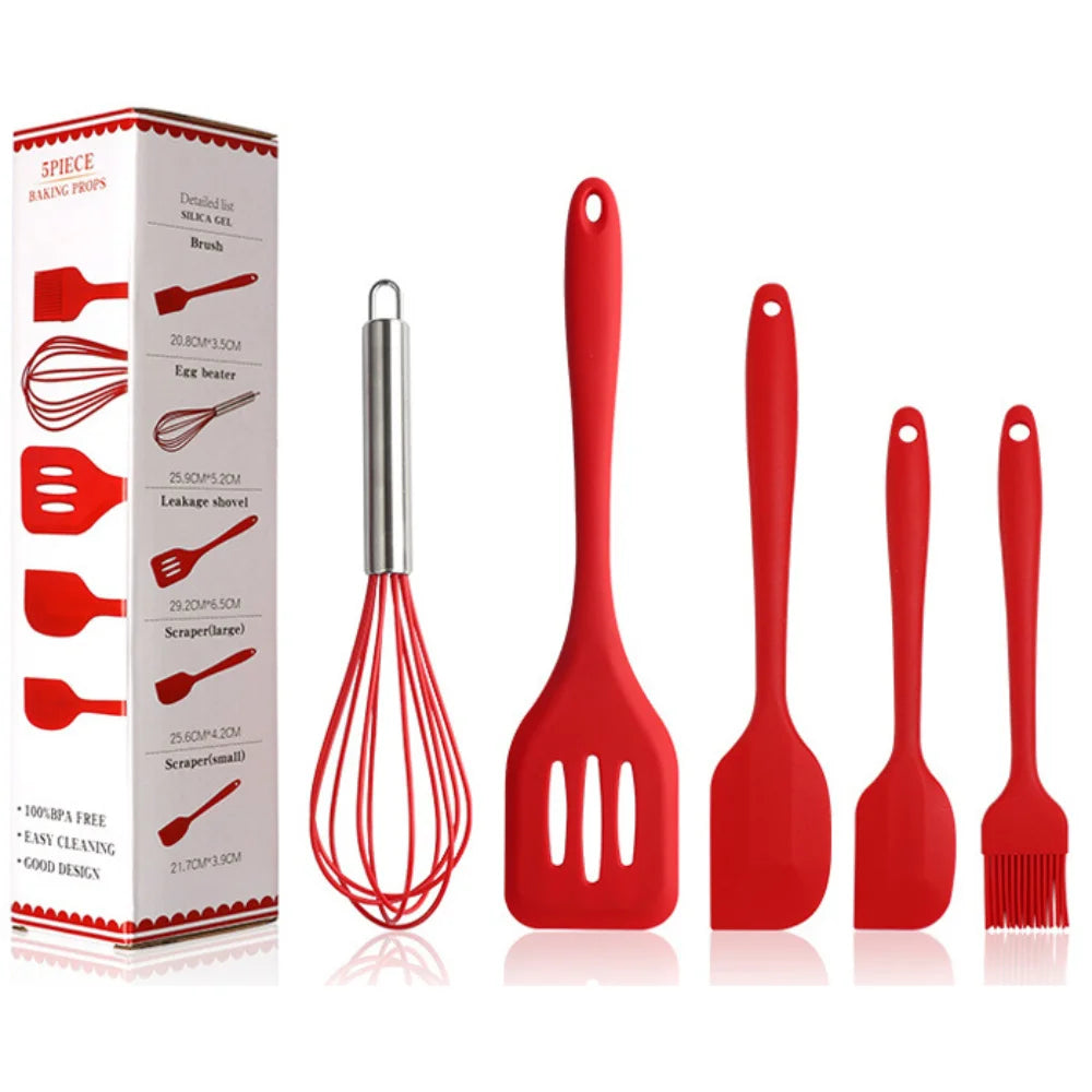 Kit 5 Utensílios de Cozinha - Cores Diversas - Design Resistente e Moderno - Domfyshop