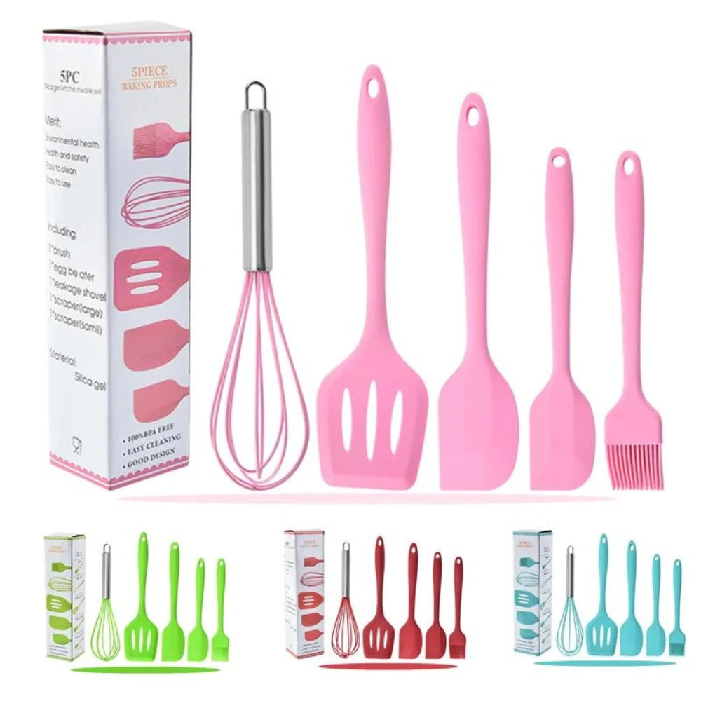 Kit 5 Utensílios de Cozinha - Cores Diversas - Design Resistente e Moderno - Domfyshop